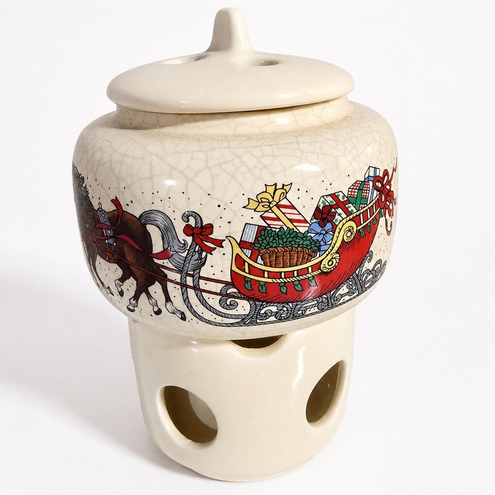 Potpourri Press Room Scenter 1988 Christmas Horse Sleigh Candle Warmer